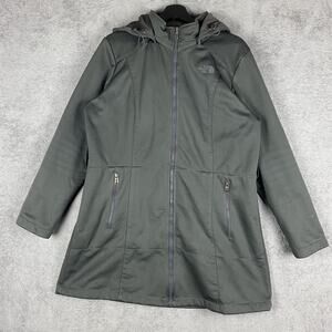 North Face Jacket Womens XL Gray Hooded Full Zip Fleece Lined TNF Apex Coat